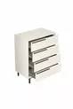 Commode Bohème 4 tiroirs avec pieds en métal blanc -W