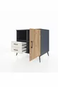 Commode Kronos à 2 étagères, 2 tiroirs, 1 porte, Anthracite-Sapin/Pierre de lune