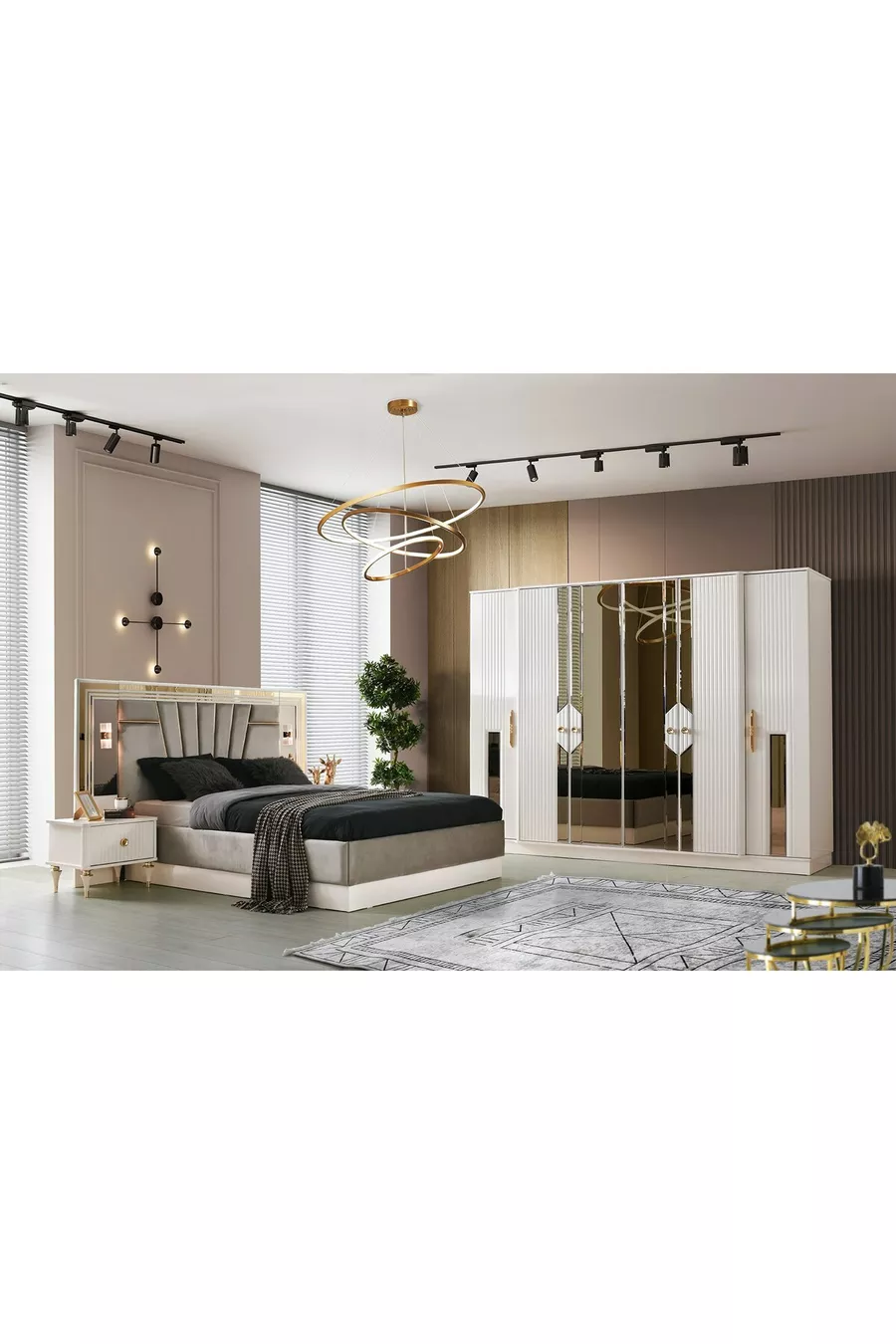 Ensemble de chambre à coucher Askar MDF avec sommier