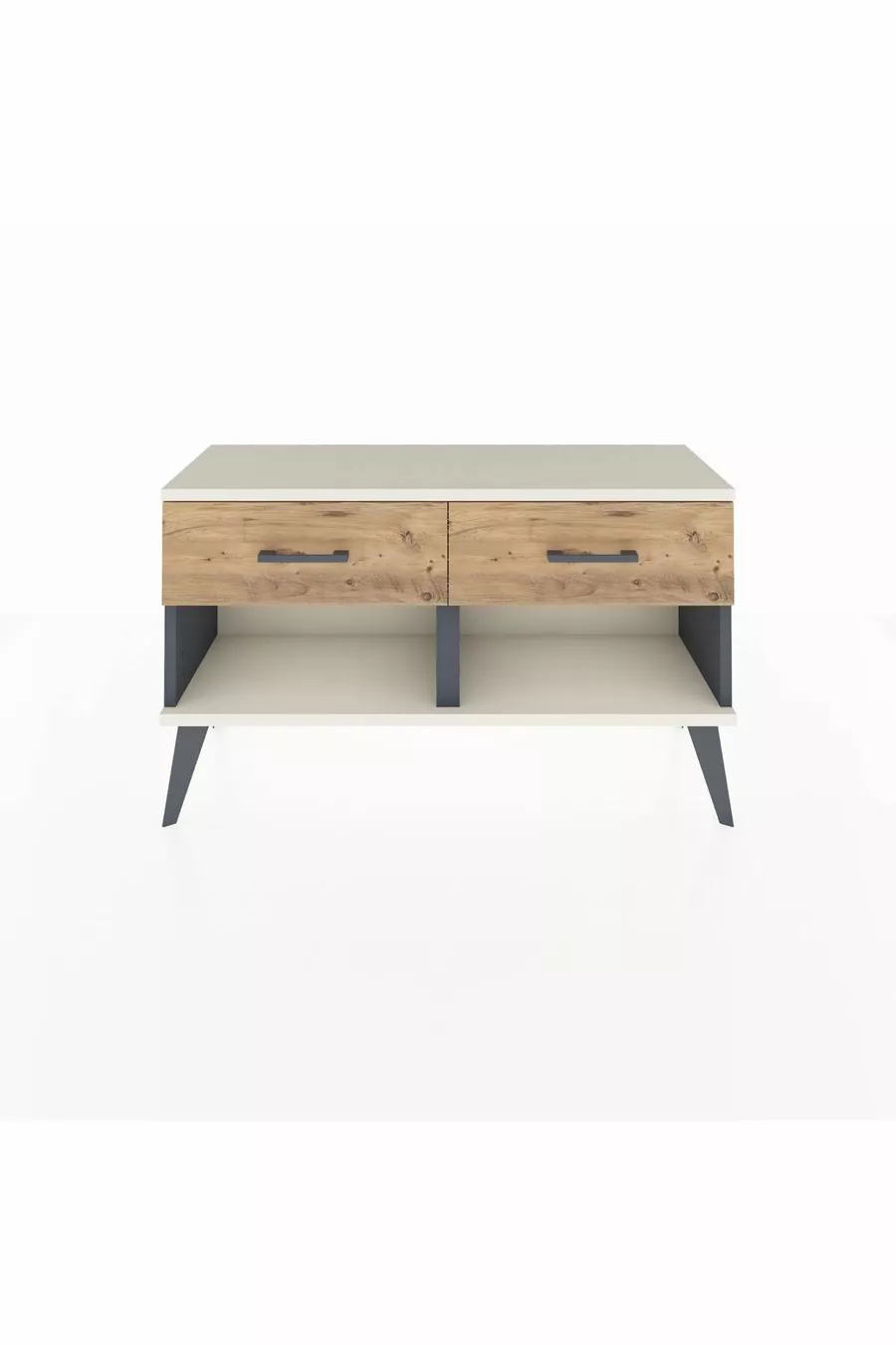Commode Arges 2 Tiroirs Anthracite-Pierre de Lune/Pin