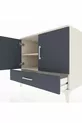 Commode Kronos avec 2 étagères, 1 tiroir et 2 portes, Pierre de Lune-Anthracite