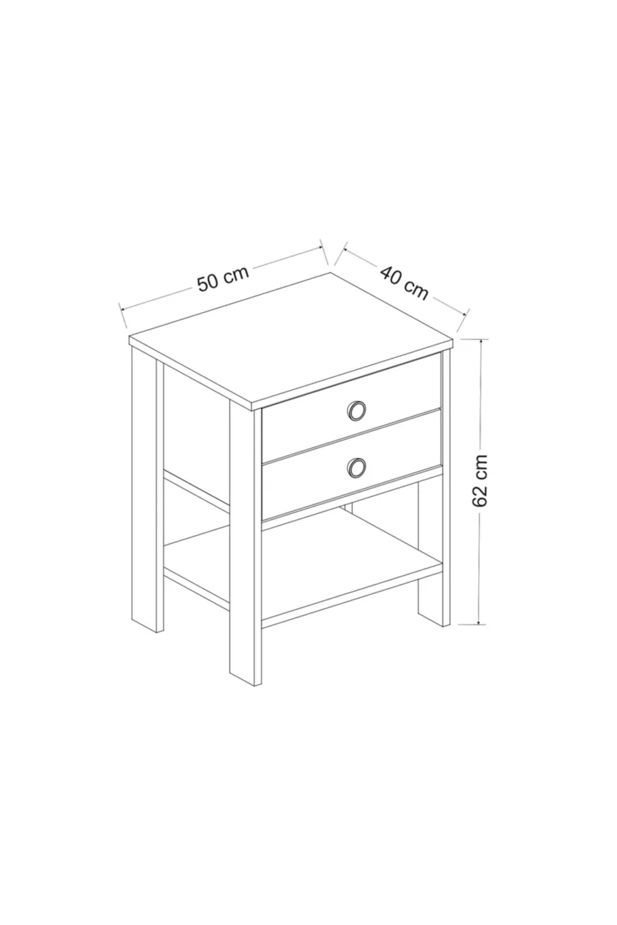 Table de chevet Zen Moderne à 2 tiroirs en noyer