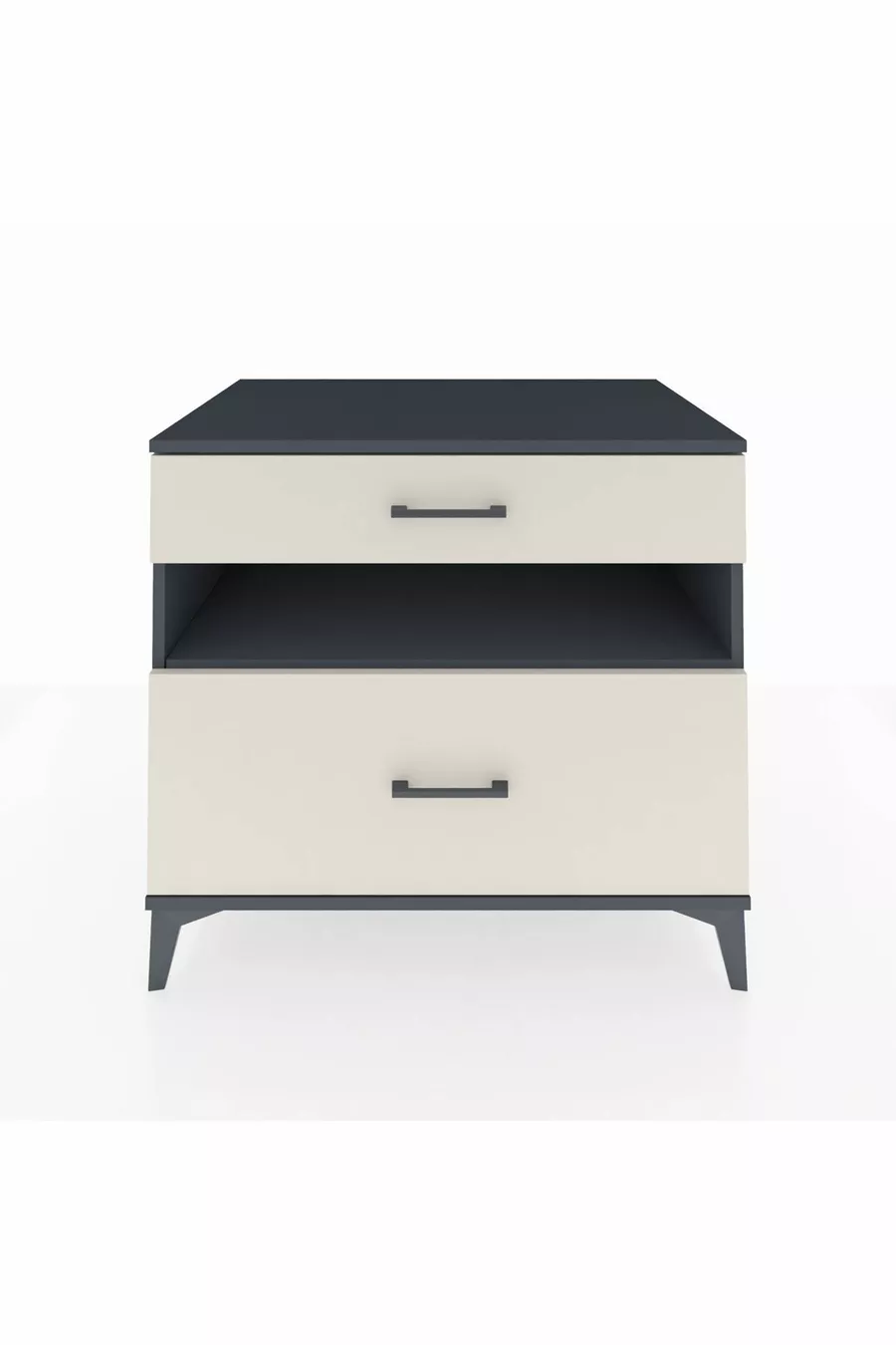 Commode Kronos avec une étagère et 2 tiroirs Anthracite-Pierre de Lune