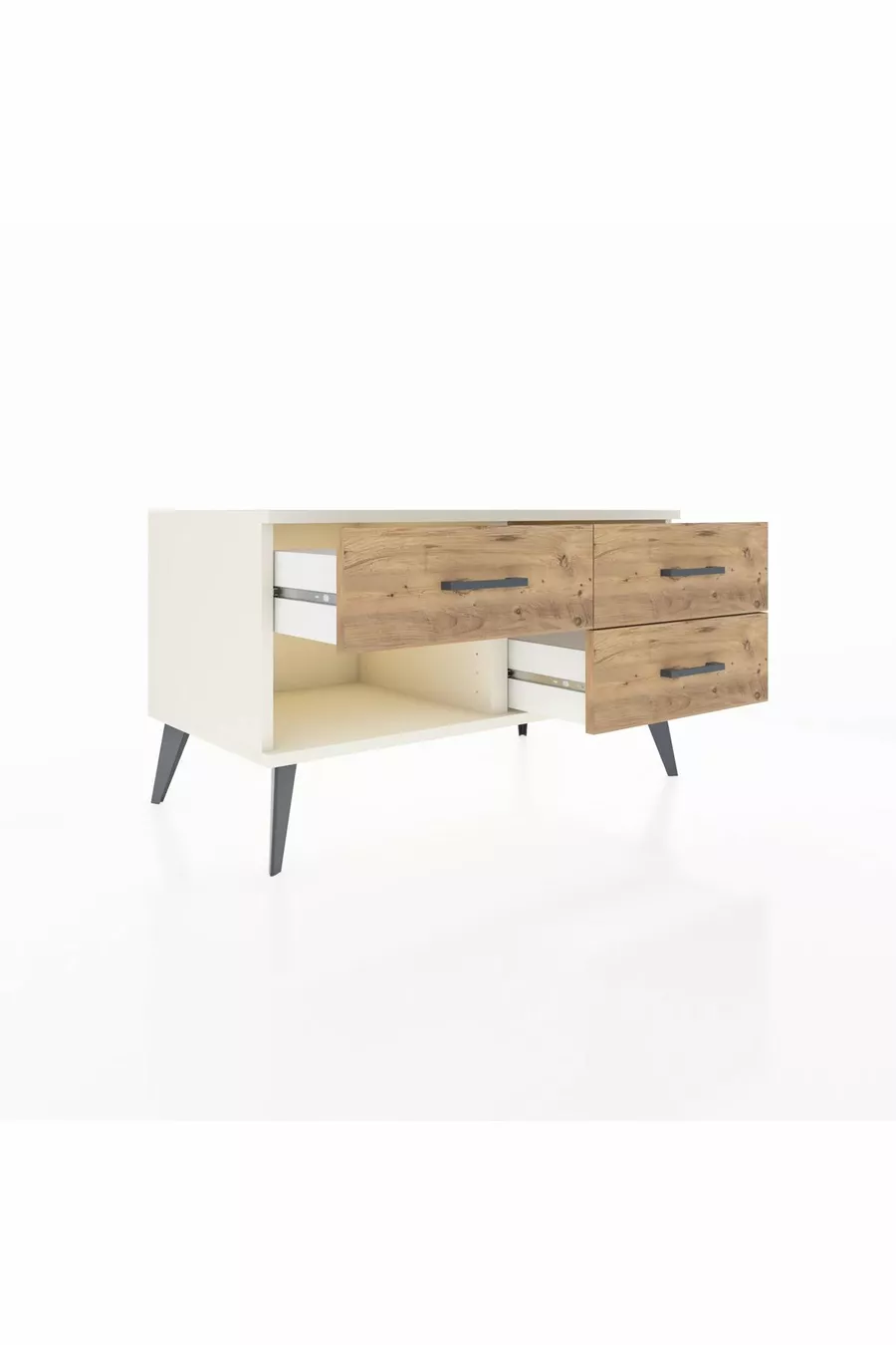 Commode Hyperion 3 tiroirs Pierre de lune/Pin