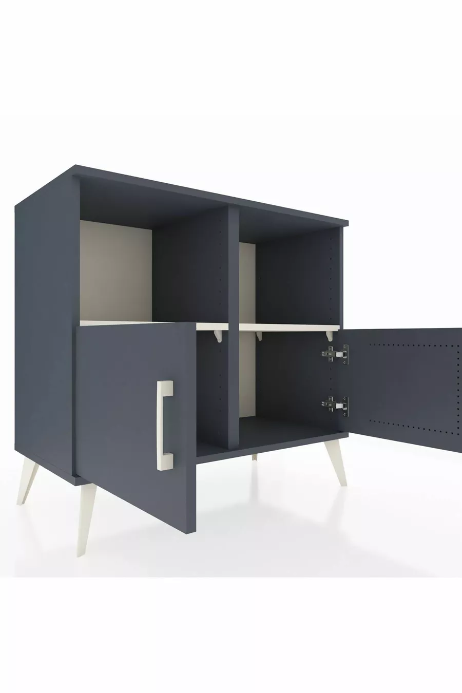 Commode Hyperion 2 étagères 2 portes Anthracite-Anthracite/Gris pierre