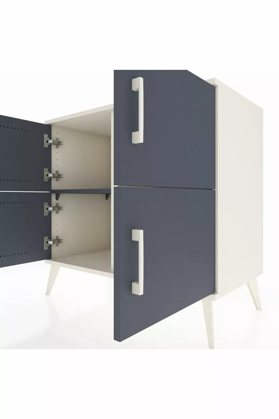 Commode Hyperion 2 étagères 4 portes Pierre de lune-Anthracite