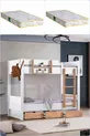 Lit superposé Ranza Asya avec tiroirs amovibles, 2 matelas Comfort