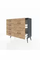 Commode Arges 6 tiroirs Anthracite-Anthracite/Sapin