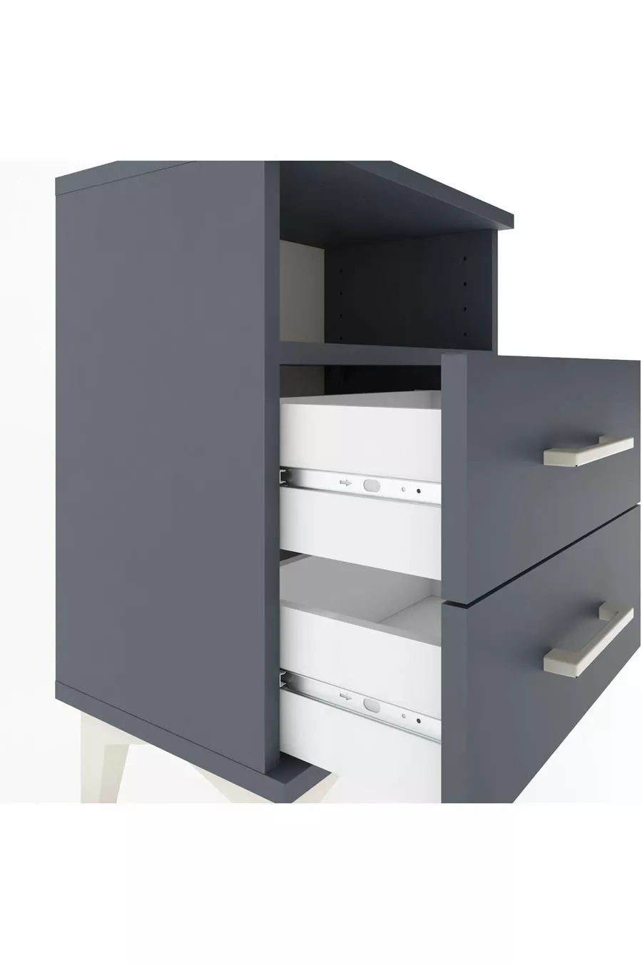 Chevet Arges à une étagère et 2 tiroirs Anthracite-Anthracite