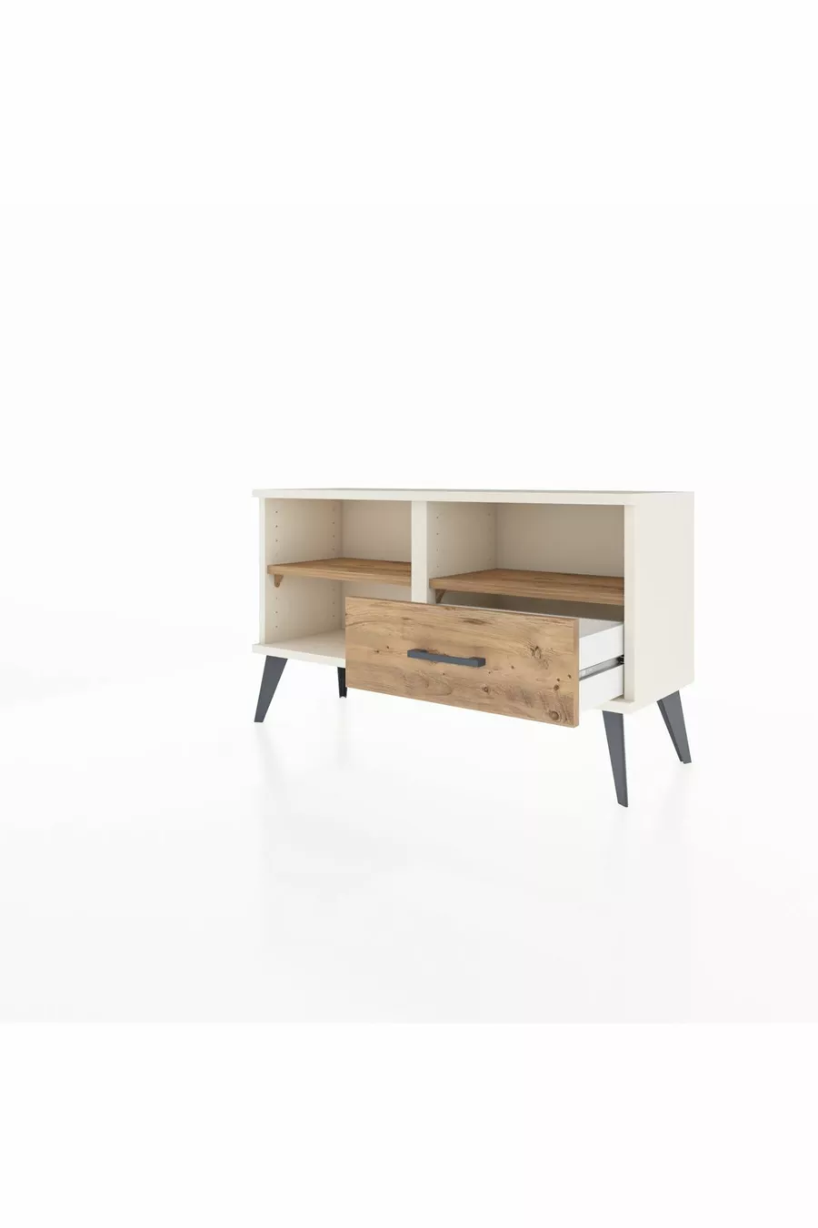 Commode Arges 2 étagères 1 tiroir Pierre de lune-Épicéa