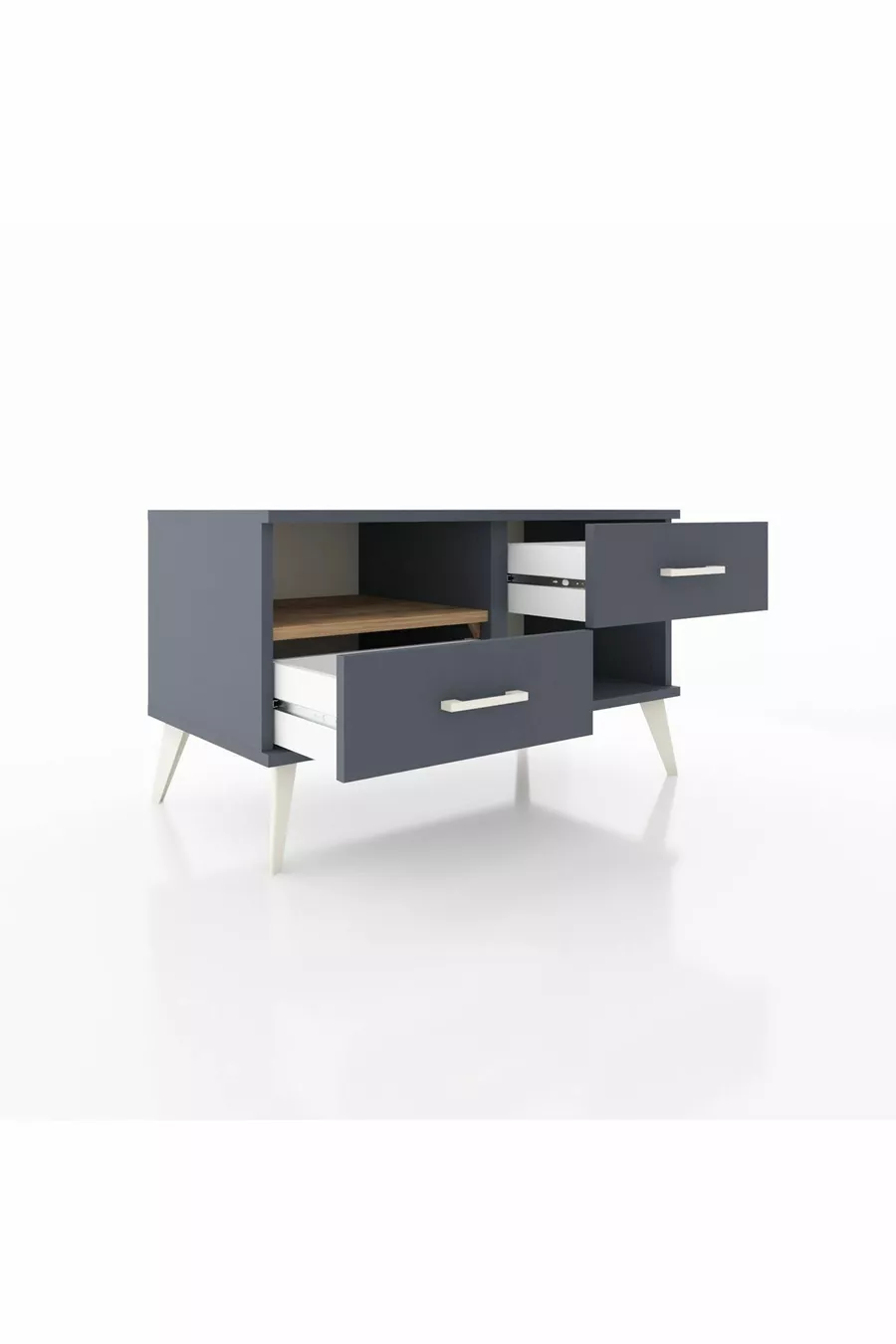 Commode Hyperion à une étagère et 2 tiroirs Anthracite-Sapin/Anthracite