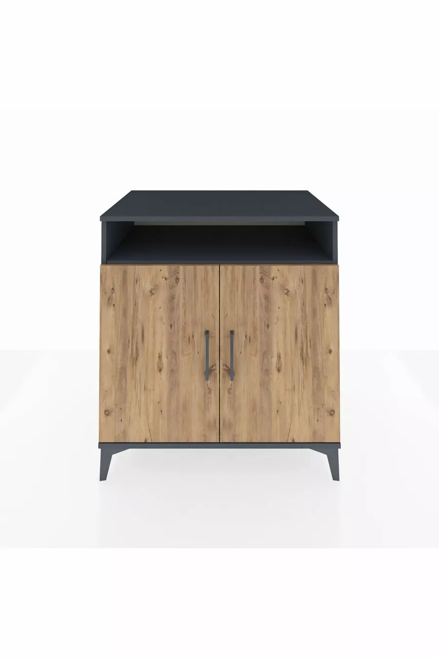 Commode Kronos avec 3 étagères, 1 tiroir et 2 portes, Anthracite-Sapin