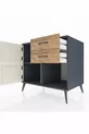 Commode Kronos à une étagère, 2 tiroirs, 2 portes, Anthracite-Pierre de Lune/Pin