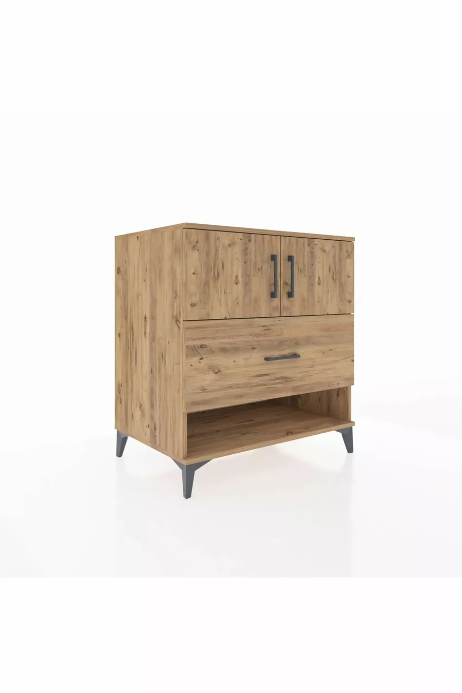Commode Kronos 2 étagères, 1 tiroir, 2 portes, Pin-Pin