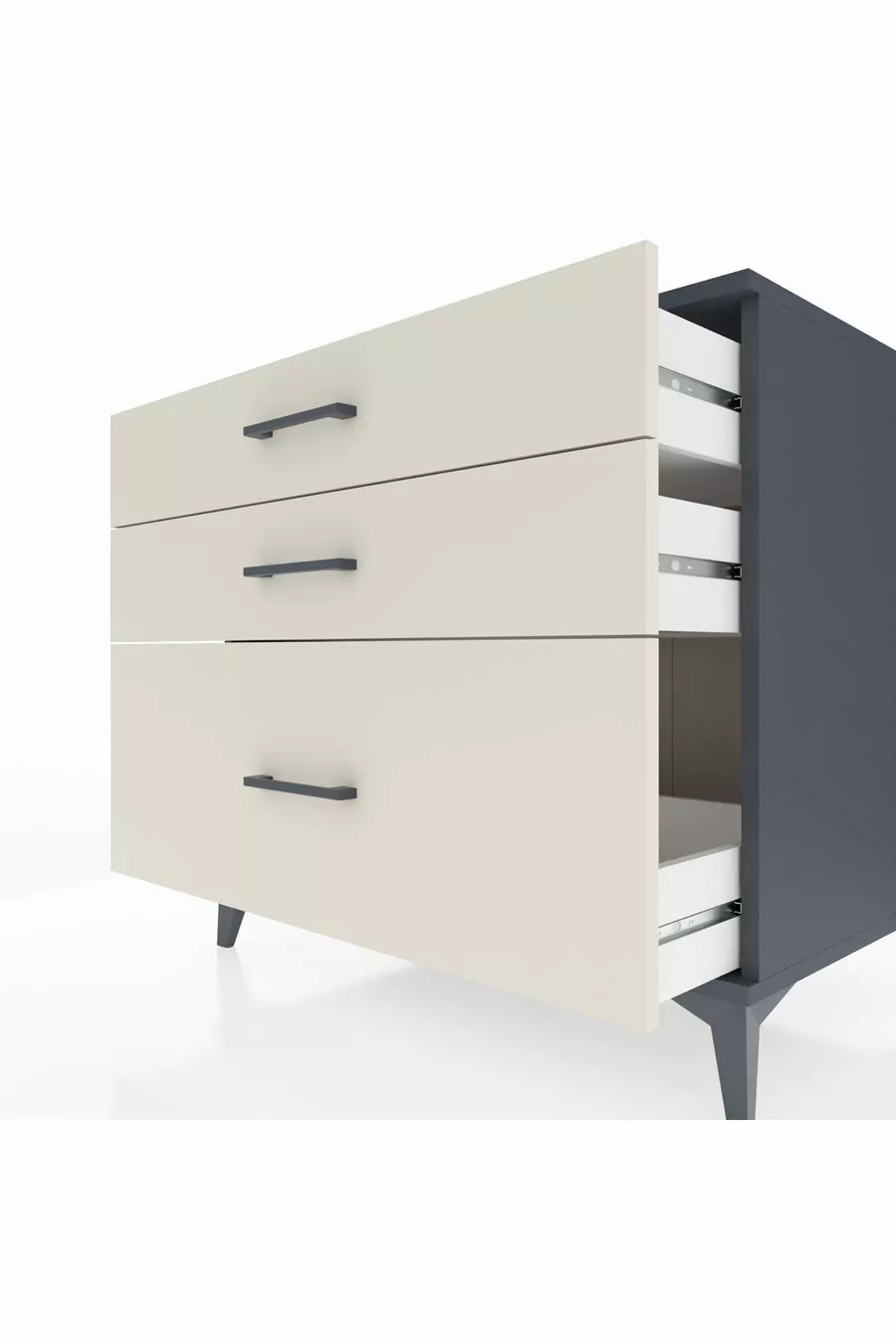 Commode Kronos 3 tiroirs Anthracite-Pierre de lune