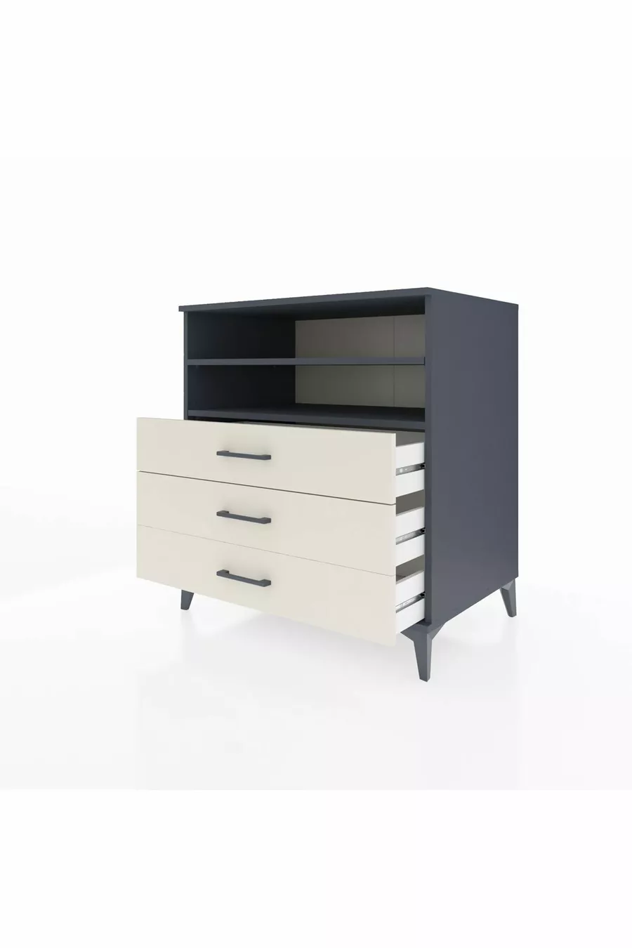 Commode Kronos 2 étagères 3 tiroirs Anthracite-Pierre de Lune