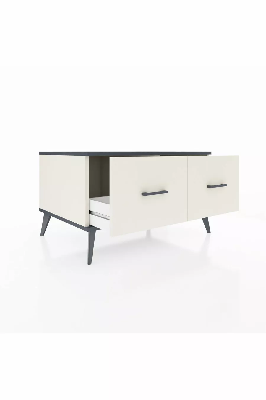 Commode Kronos 2 tiroirs Pierre de Lune-Anthracite/Pierre de Lune