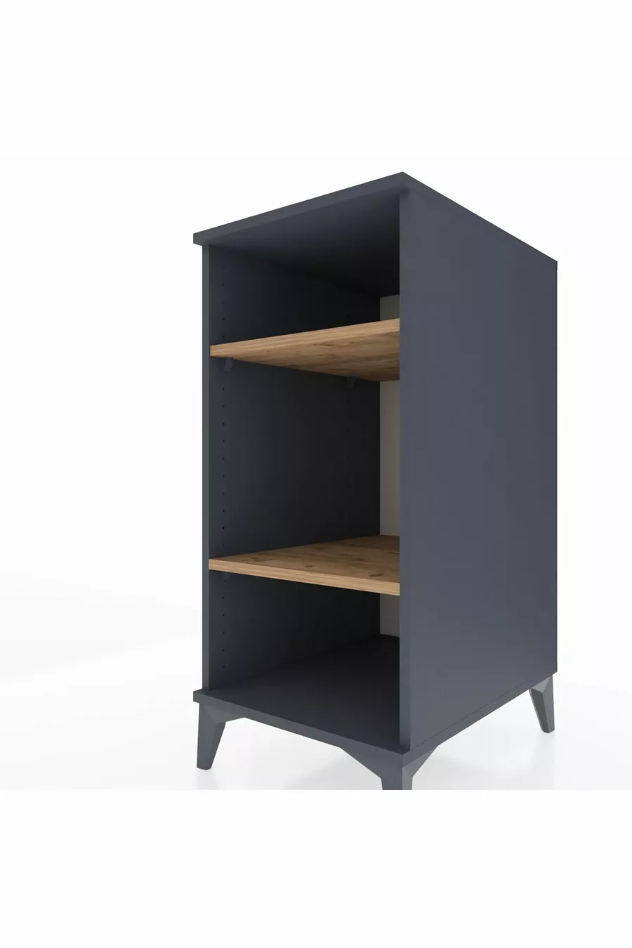 Chevet Kronos 2 étagères Anthracite-Bois de pin