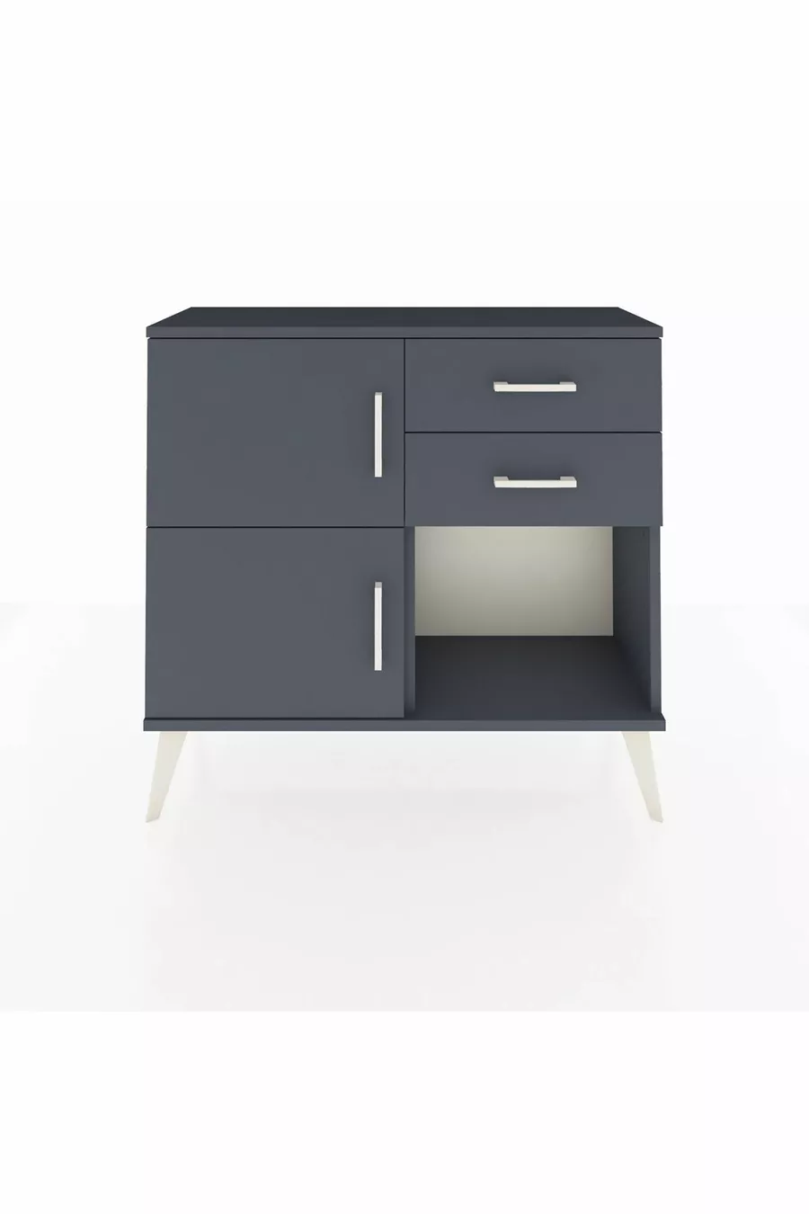 Commode Arges avec une étagère, 2 tiroirs et 2 portes, Anthracite-Anthracite