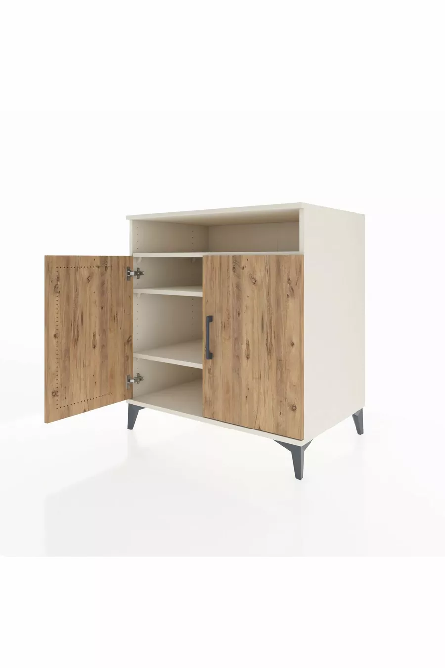 Commode Kronos 3 étagères 2 portes Pierre de lune-Pin