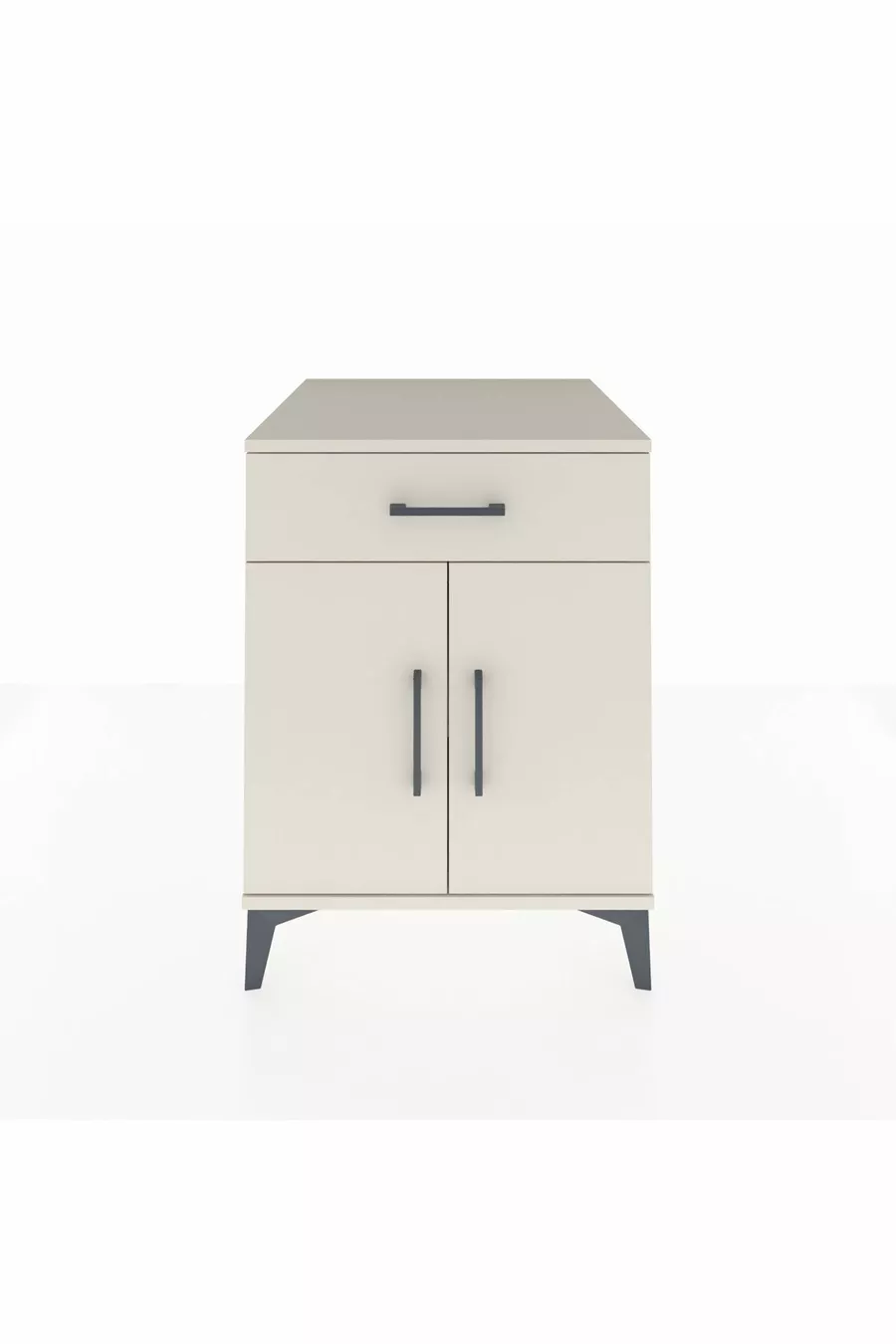 Kronos Table de chevet avec une étagère, un tiroir et deux portes Pierre de lune