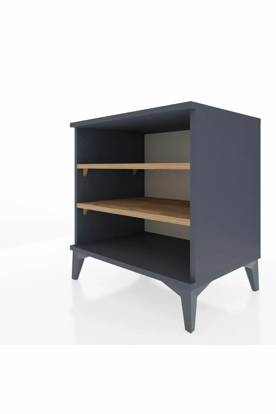Chevet Hyperion à 2 étagères Anthracite-Bois de pin