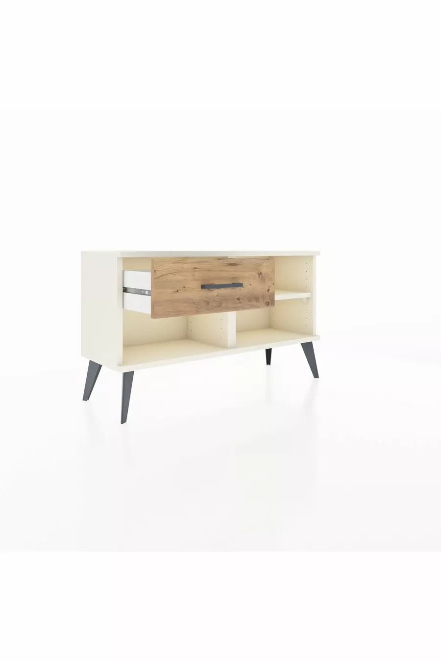 Commode Arges à une étagère et un tiroir, Pierre de lune-Pinie