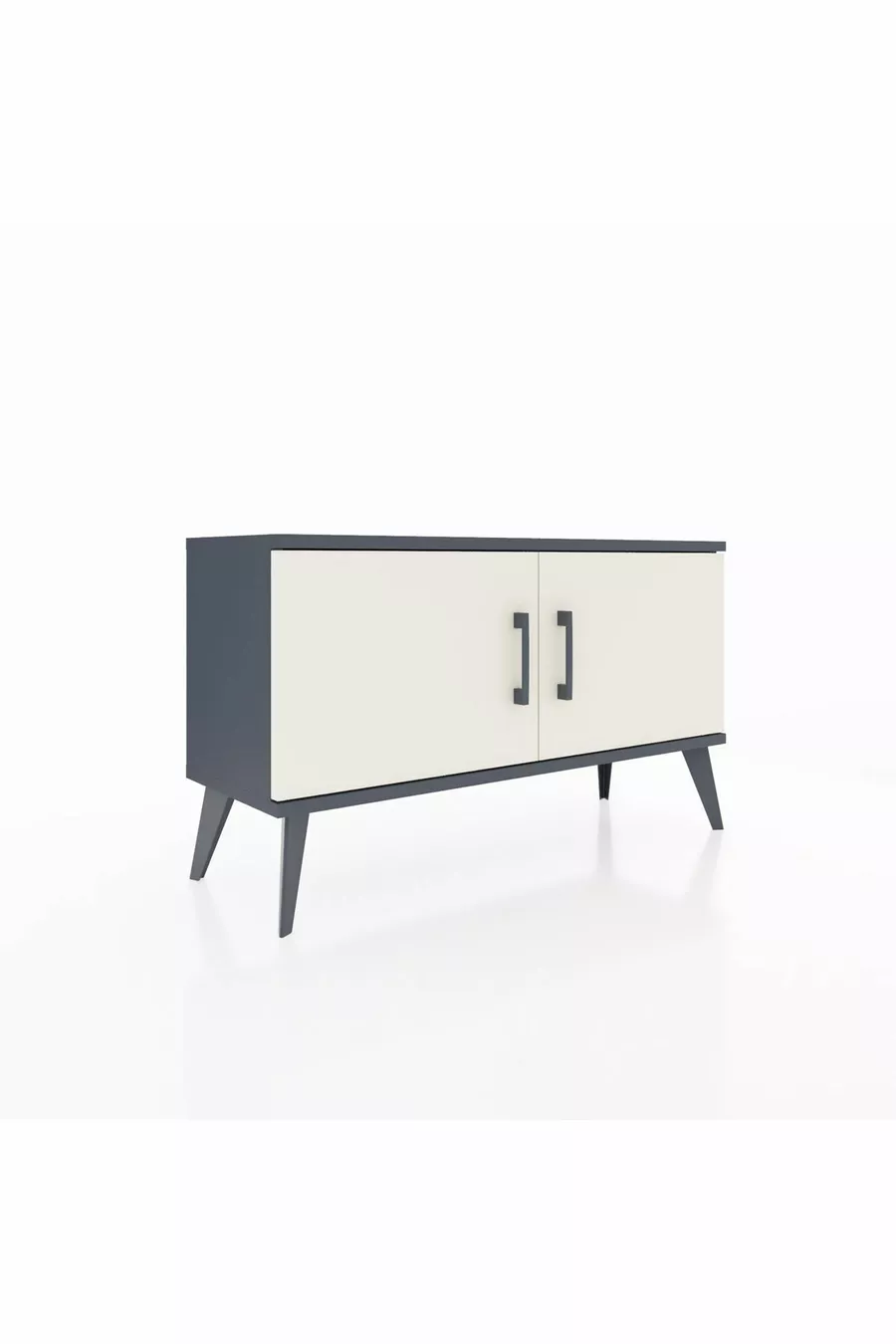 Commode Arges 2 étagères 2 portes Anthracite-Pierre de lune
