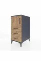 Kronos Table de chevet avec une étagère, 3 tiroirs et une porte, Anthracite-Pin