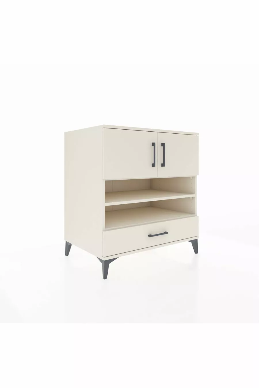 Commode Kronos avec 4 étagères, 1 tiroir et 2 portes, Pierre de Lune-Pierres de Lune