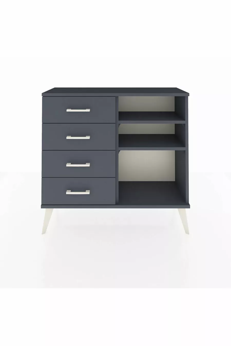 Commode Arges 2 étagères 4 tiroirs Anthracite-Anthracite