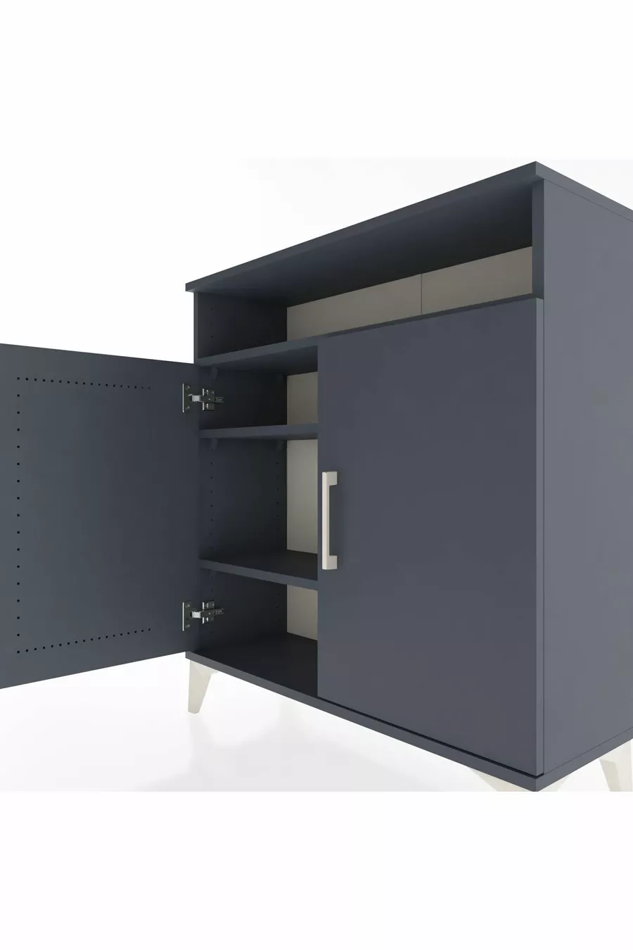Commode Arges 3 étagères 2 portes Anthracite-Anthracite
