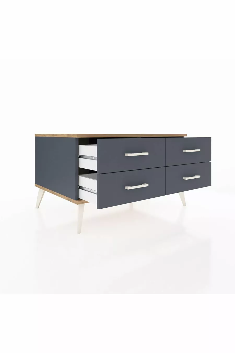 Commode Kronos 4 étagères Anthracite-Sapin/Anthracite
