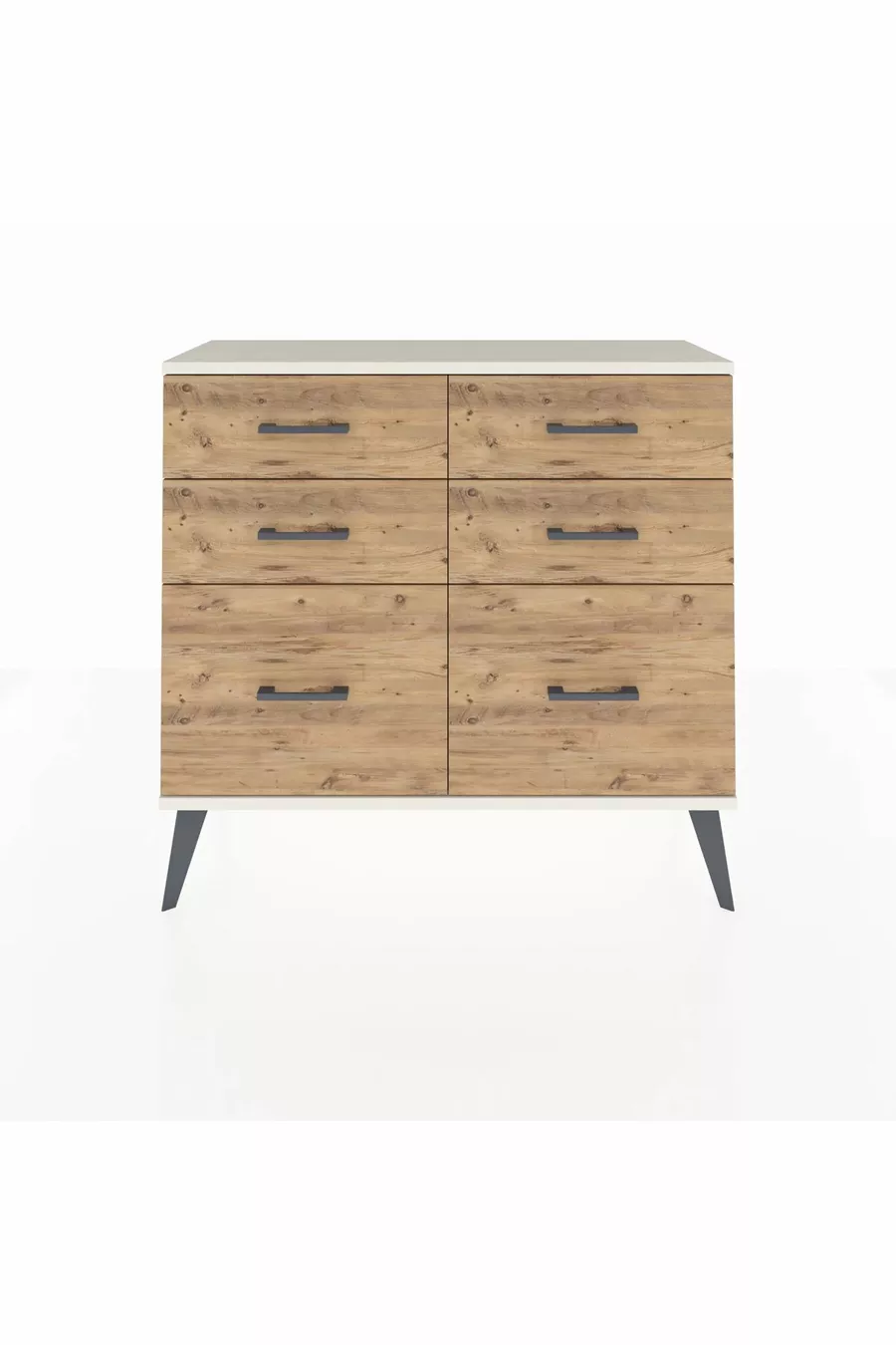 Commode Arges 6 tiroirs Anthracite-Gris pierre / Pin