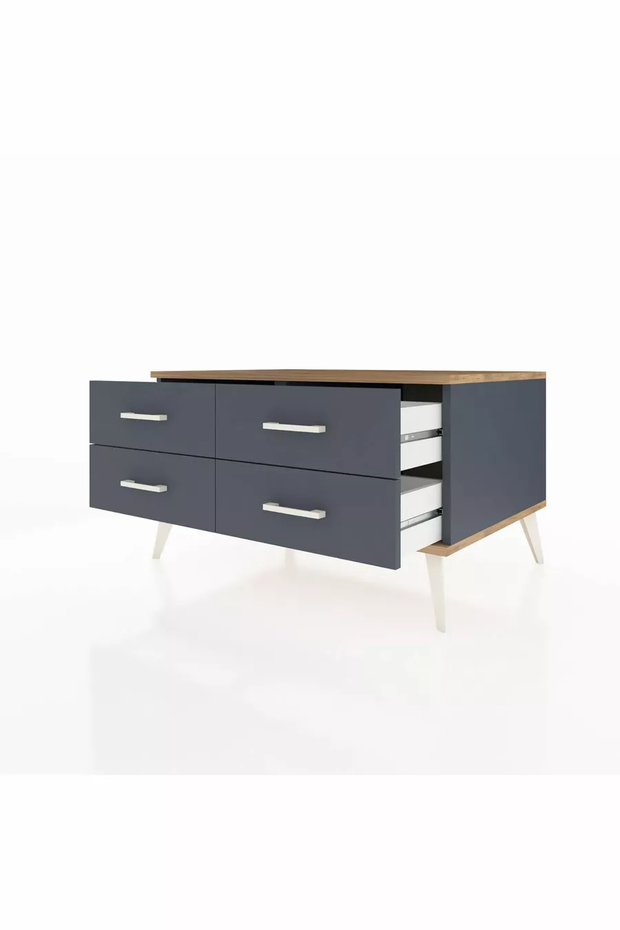 Commode Kronos 4 étagères Anthracite-Sapin/Anthracite