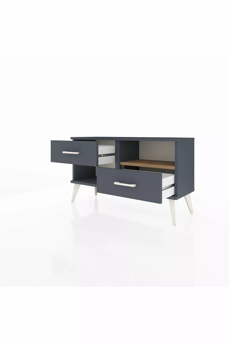 Commode Arges à une étagère et 2 tiroirs Anthracite-Sapin/Anthracite