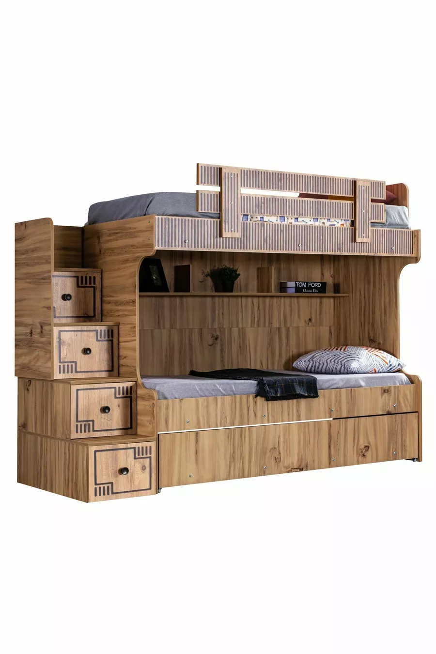 Lit superposé, lit superposé naturel avec 3 matelas confort