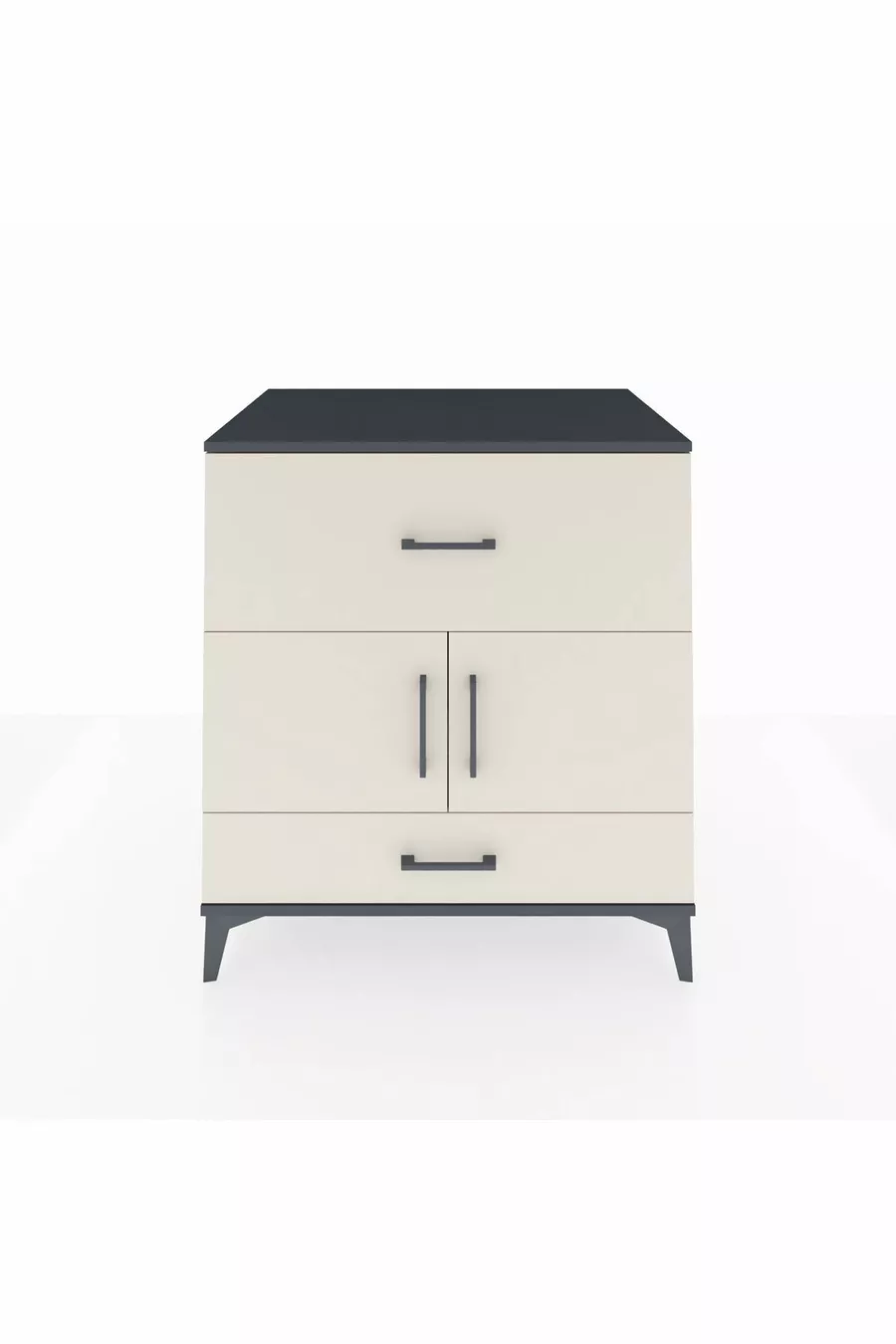 Commode Kronos avec une étagère, 2 tiroirs et 2 portes, anthracite-pierre de lune