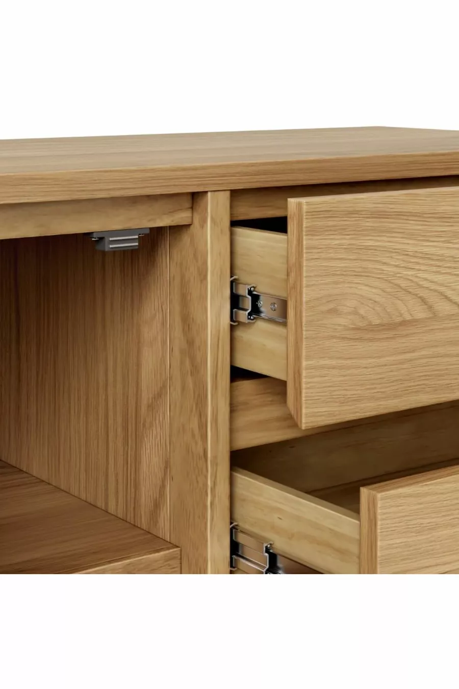 Console en bois naturel Ligna - Avec porte et 3 tiroirs