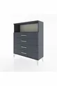 Commode Arges à une étagère et 4 tiroirs Anthracite-Anthracite