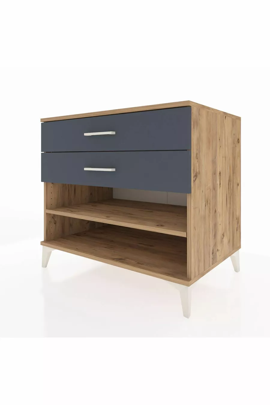 Commode Kronos à une étagère et 2 tiroirs Pin-Anthracite
