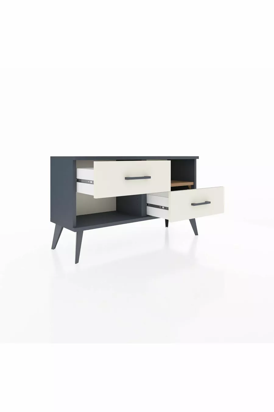 Commode Arges à une étagère, 2 tiroirs, Anthracite-Sapin/Mer de pierre