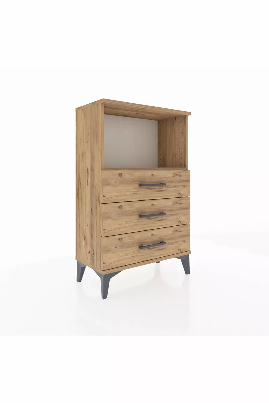 Table de chevet Arges avec une étagère et 3 tiroirs en pin