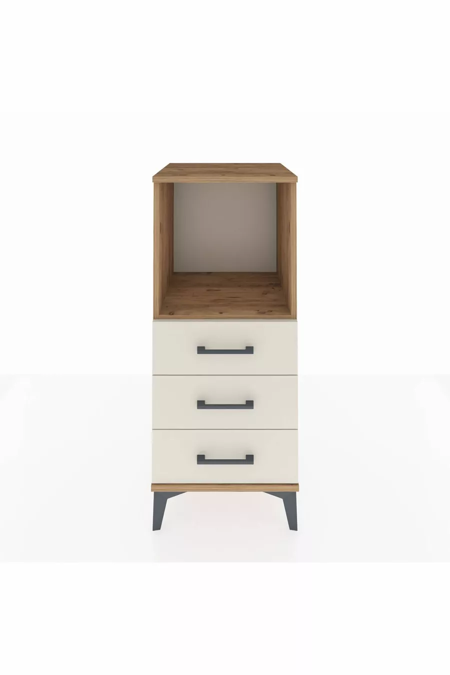 Commode Hyperion à une étagère et 3 tiroirs Pin-Pierre de Lune