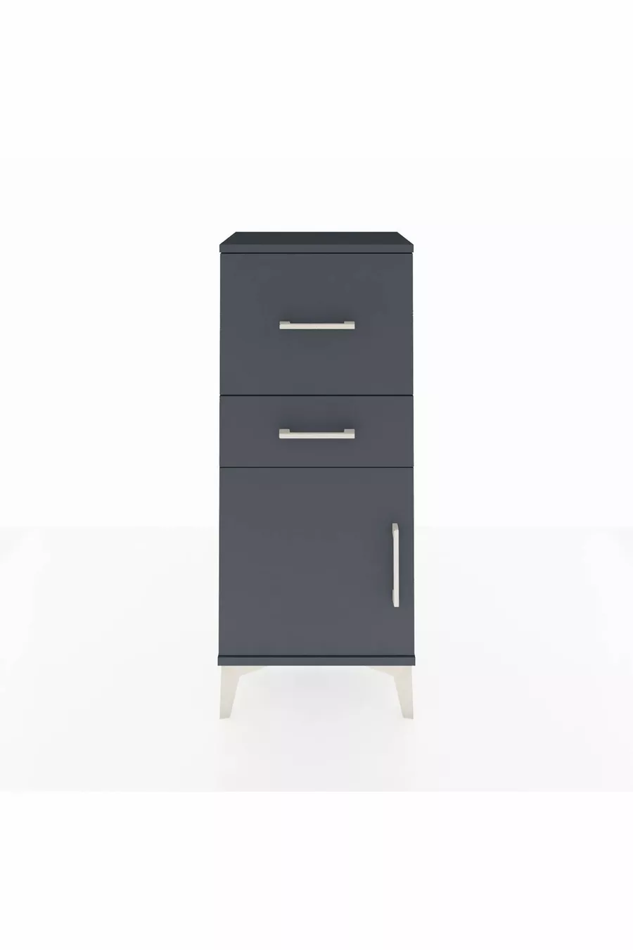 Table de chevet Arges avec une étagère, 2 tiroirs et une porte, Anthracite-Anthracite