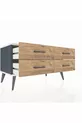 Commode Hyperion 4 étagères Anthracite-Pierre d'ardoise/Sapin