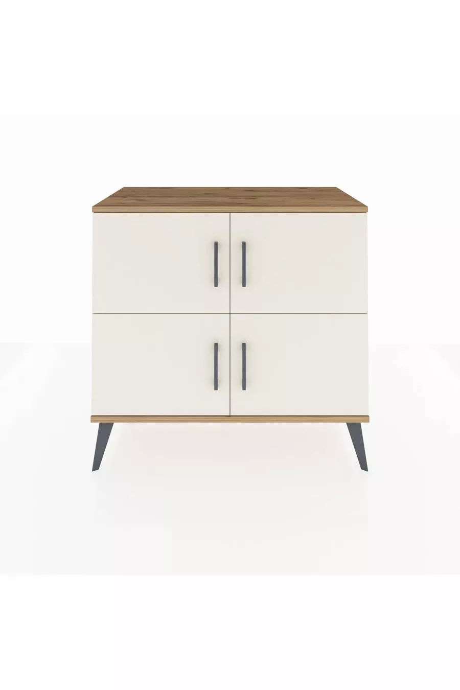 Commode Hyperion 2 étagères 4 portes Pin-Ambre/Pin