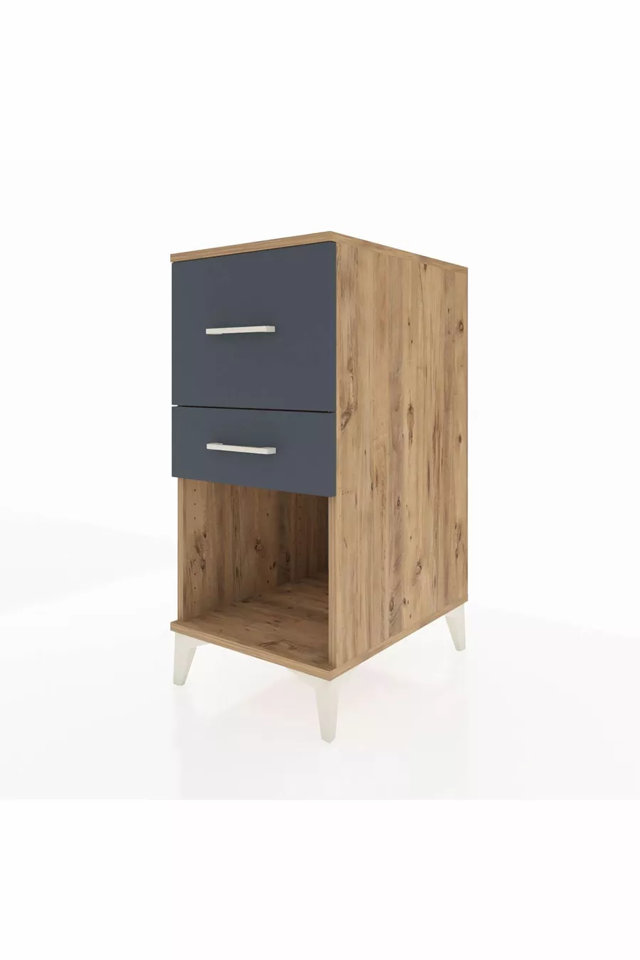 Chevet Kronos 2 tiroirs Pin-Anthracite