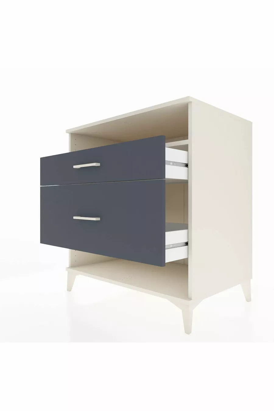 Commode Kronos à une étagère et 2 tiroirs, Pierre de lune-Anthracite