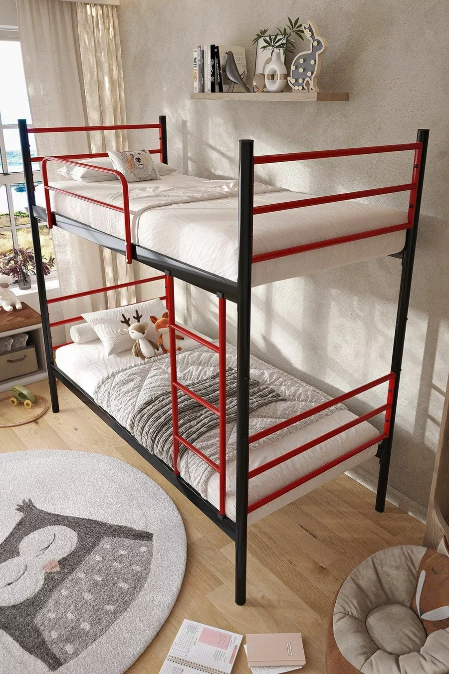 Lits superposés Trend compatibles avec matelas rouge Métal démontable